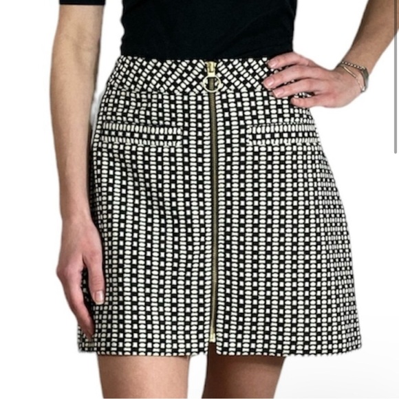 Express Black and White A-line Mini Skirt - Picture 1 of 8